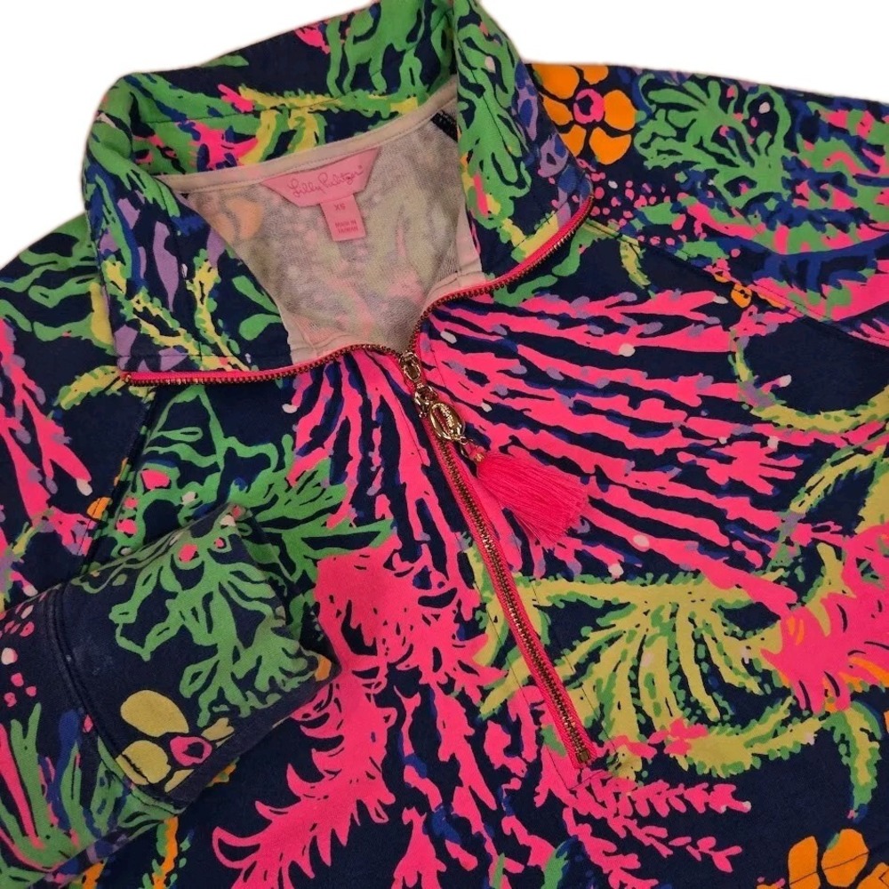 Lilly Pulitzer Women's Size XS Indigo All A Glow Skipper Popover Half Zip Top